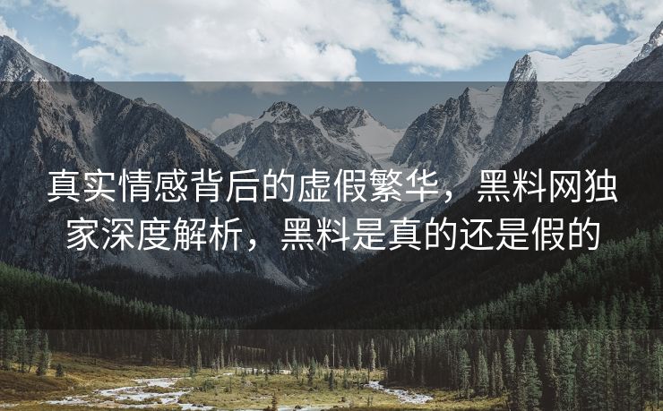 真实情感背后的虚假繁华，黑料网独家深度解析，黑料是真的还是假的
