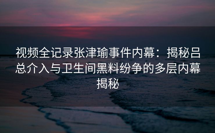 视频全记录张津瑜事件内幕：揭秘吕总介入与卫生间黑料纷争的多层内幕揭秘