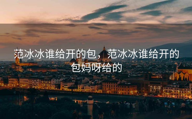 范冰冰谁给开的包，范冰冰谁给开的包妈呀给的