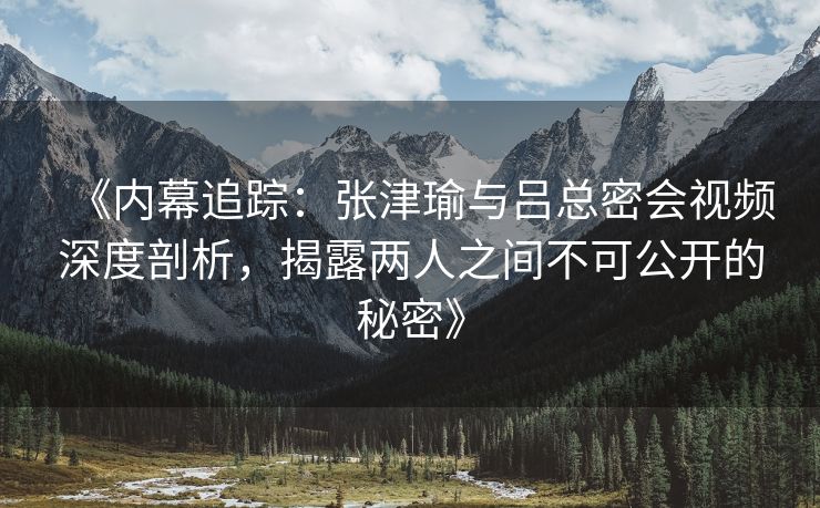 《内幕追踪：张津瑜与吕总密会视频深度剖析，揭露两人之间不可公开的秘密》
